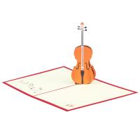 Papir 3D lykønskningskort, Violin, håndlavet, Foldbare & 3D-effekt, 125x155mm, Solgt af PC
