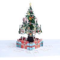 Papír 3D-s üdvözlő kártya, Karácsonyfa, kézi, Összecsukható & 3D hatás, 150x150mm, Által értékesített PC