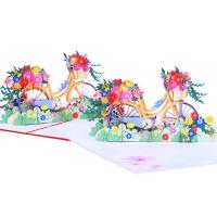 Paper 3D Greeting Card, Bike, handmade, Foldable & 3D effect, more colors for choice, 130x180mm, Sold By PC