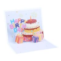 Paper 3D Greeting Card, Cake, printing, Foldable & 3D effect, 125x155mm, Sold By PC