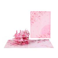 Paper 3D Greeting Card, handmade, Foldable & 3D effect, pink, 150x200mm, Sold By PC
