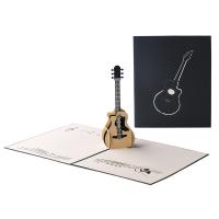 Papir 3D lykønskningskort, Guitar, håndlavet, Foldbare & 3D-effekt, 150x150mm, Solgt af PC