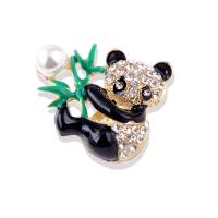 Rhinestone Brooch Zinc Alloy with Plastic Pearl Panda fashion jewelry & for woman & with rhinestone nickel lead & cadmium free Sold By PC
