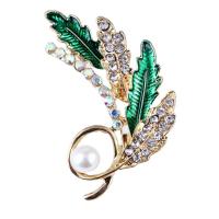 Rhinestone Brooch, Tibetan Style, with Plastic Pearl, Wheat, plated, fashion jewelry & for woman & with rhinestone, nickel, lead & cadmium free, 30x50mm, Sold By PC