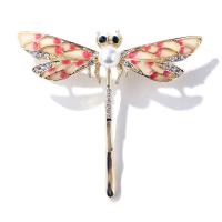 Enamel Brooch, Tibetan Style, with Plastic Pearl, Dragonfly, plated, fashion jewelry & for woman & with rhinestone, nickel, lead & cadmium free, 65x60mm, Sold By PC