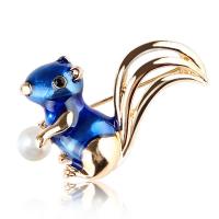 Enamel Brooch Zinc Alloy with Plastic Pearl Squirrel plated fashion jewelry & for woman nickel lead & cadmium free Sold By PC