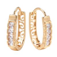 Cubic Zirconia Micro Pave Brass Earring fashion jewelry & micro pave cubic zirconia & for woman rose gold color nickel lead & cadmium free 23mm Sold By Pair