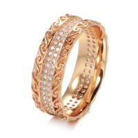 Cubic Zirconia Micro Pave Brass Ring rose gold color plated & micro pave cubic zirconia & for woman rose gold color nickel lead & cadmium free 7mm Sold By PC