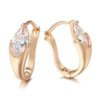 Cubic Zirconia Micro Pave Brass Earring fashion jewelry & micro pave cubic zirconia & for woman rose gold color nickel lead & cadmium free 20mm Sold By Pair