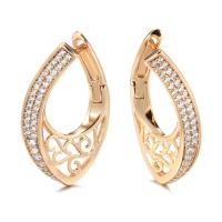 Cubic Zirconia Micro Pave Brass Earring fashion jewelry & micro pave cubic zirconia & for woman rose gold color nickel lead & cadmium free Sold By Pair