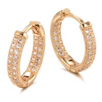 Cubic Zirconia Micro Pave Brass Earring, fashion jewelry & micro pave cubic zirconia & for woman, rose gold color, nickel, lead & cadmium free, 16mm, Sold By Pair