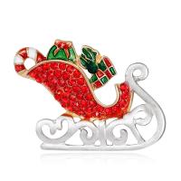 Christmas Brooches Zinc Alloy Christmas Sleigh plated fashion jewelry & for woman & enamel & with rhinestone mixed colors nickel lead & cadmium free Sold By PC