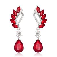 Rhinestone Earring Zinc Alloy Teardrop platinum color plated fashion jewelry & for woman & with rhinestone nickel lead & cadmium free Sold By Pair