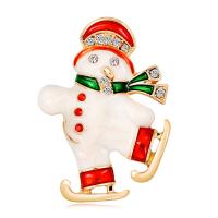 Christmas Brooches, Tibetan Style, Snowman, KC gold color plated, fashion jewelry & for woman & enamel & with rhinestone, mixed colors, nickel, lead & cadmium free, 29x40mm, Sold By PC