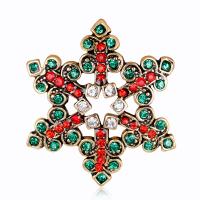 Christmas Brooches Zinc Alloy Christmas Wreath antique gold color plated fashion jewelry & for woman & enamel & with rhinestone mixed colors nickel lead & cadmium free Sold By PC