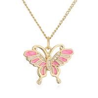 Cubic Zircon Micro Pave Brass Necklace, Butterfly, gold color plated, micro pave cubic zirconia & for woman & enamel, more colors for choice, 27x25mm, Length:Approx 17.7 Inch, Sold By PC