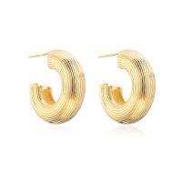Messing Stud ørering, guldfarve belagt, mode smykker & for kvinde, 24x24mm, Solgt af par