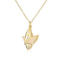 Cubic Zircon Micro Pave Brass Necklace, Butterfly, gold color plated, micro pave cubic zirconia & for woman & enamel, more colors for choice, 29x18mm, Length:Approx 17.7 Inch, Sold By PC