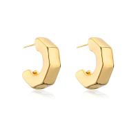 Messing Stud ørering, guldfarve belagt, mode smykker & for kvinde, 22x21mm, Solgt af par