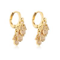 Huggie Hoop Drop Earring, Brass, Hand, gold color plated, micro pave cubic zirconia & for woman, more colors for choice, 22x7mm, Sold By Pair