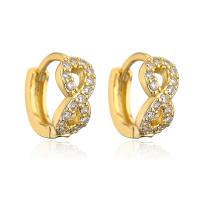 Brass Huggie Hoop Earring gold color plated & micro pave cubic zirconia & for woman 11mm Sold By Pair