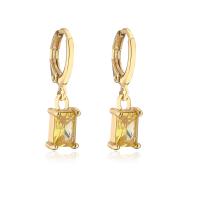 Huggie Hoop Drop Earring, Brass, gold color plated, different styles for choice & micro pave cubic zirconia & for woman, more colors for choice, 24x7mm, Sold By Pair