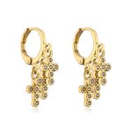 Huggie Hoop Drop Earring, Brass, Cross, gold color plated, micro pave cubic zirconia & for woman, more colors for choice, 23x7mm, Sold By Pair