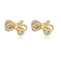Cubic Zirconia Micro Pave Brass Earring, gold color plated, different styles for choice & micro pave cubic zirconia & for woman, 12x8mm, Sold By Pair
