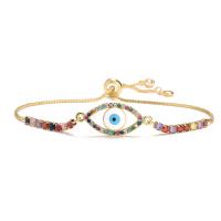 Cubic Zirconia Micro Pave Brass Bracelet, Evil Eye, gold color plated, different styles for choice & micro pave cubic zirconia & for woman & enamel, more colors for choice, 240mm, Sold By PC