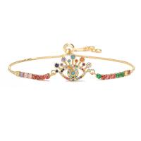 Cubic Zirconia Micro Pave Brass Bracelet, gold color plated, different styles for choice & for woman & with cubic zirconia, multi-colored, 240mm, Sold By PC