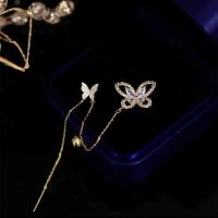 Cubic Zirconia Micro Pave Brass Earring, Butterfly, gold color plated, different styles for choice & micro pave cubic zirconia & for woman, nickel, lead & cadmium free, 135mm, 18x10mm, Sold By PC