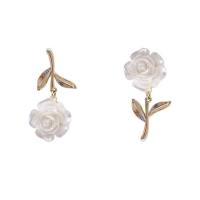 Asymmetric Earrings, Brass, with Resin, Flower, gold color plated, Korean style & for woman, 30x15mm, Sold By Pair