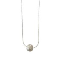 Natural Freshwater Pearl Necklace, Tibetan Style, with Freshwater Pearl, with 2.75inch extender chain, Round, platinum color plated, Korean style & for woman, Length:Approx 12.6 Inch, Sold By PC