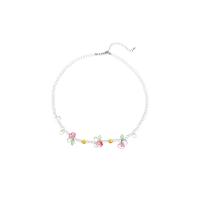 Crystal Necklace, Acrylic, with Crystal & Tibetan Style, with 2.75inch extender chain, Flower, Korean style & for woman, Length:Approx 15.7 Inch, Sold By PC