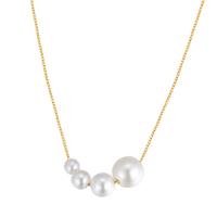 Collar de perlas de plástico, metal, con Perlas plásticas, con 2.75inch extender cadena, chapado en color dorado, Estilo coreano & para mujer, longitud:aproximado 15 Inch, Vendido por UD