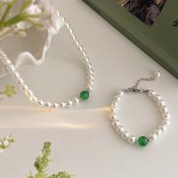 Glass Beads Necklaces Glass Pearl with Acrylic Round Korean style & for woman Sold By PC