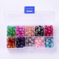 Crackle Glass Beads with Plastic Box painted DIY mixed colors nickel lead & cadmium free Sold By Box