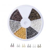 Eisen Haken Augenschrauben Nagel, mit Kunststoff Kasten, DIY, gemischte Farben, frei von Nickel, Blei & Kadmium, 80x12mm, verkauft von Box
