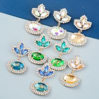 Rhinestone Earring Zinc Alloy with Resin fashion jewelry & for woman & with rhinestone Sold By Pair