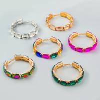 Zinc Alloy Hoop Earring Round fashion jewelry & for woman & with glass rhinestone Sold By Pair