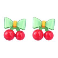 Resin Earring, with Tibetan Style, Cherry, fashion jewelry & for woman, two different colored, 27x28mm, Sold By Pair