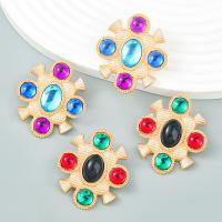 Tibetan Style Stud Earring, with Resin, fashion jewelry & for woman, more colors for choice, 40x37mm, Sold By Pair