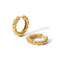 Stainless Steel Huggie Hoop Earring, 304 Stainless Steel, Round, 18K gold plated, fashion jewelry & for woman, golden, 26x26mm, Sold By Pair