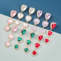 Rhinestone Earring Zinc Alloy Heart fashion jewelry & for woman & with glass rhinestone & with rhinestone Sold By Pair