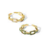 Zirkonia Edelstahl-Finger- Ring, Messing, rund, 18K vergoldet, Einstellbar & Modeschmuck & Micro pave Zirkonia & für Frau, keine, 20x19mm, verkauft von PC