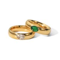 Rhinestone-Edelstahl -Finger-Ring, 304 Edelstahl, 14 K vergoldet, Modeschmuck & verschiedene Größen vorhanden & für Frau & mit Strass, keine, 5mm, verkauft von PC