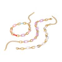 Stainless Steel Jewelry Bracelet 304 Stainless Steel with Resin with 5cm extender chain Round 18K gold plated fashion jewelry & for woman 8mm Sold Per 18.5 cm Strand