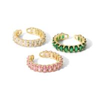 Zirkonia Edelstahl-Finger- Ring, Messing, rund, 18K vergoldet, Einstellbar & Modeschmuck & Micro pave Zirkonia & für Frau, keine, 5mm, verkauft von PC