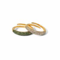 Cubic Zirconia nerezové prst prsten, 304 Stainless Steel, Kolo, 18K pozlacené, Nastavitelný & módní šperky & micro vydláždit kubické zirkony & pro ženy, více barev na výběr, 4mm, Prodáno By PC