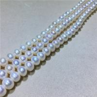 Runde ferskvandskulturperle Beads, Ferskvandsperle, du kan DIY, hvid, 8-9mm, Solgt Per Ca. 40 cm Strand